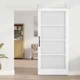 vidaXL drsna vrata z opremo belih 93x202 cm iz trdega lesa bora, notranja vrata z steklom 'ORKDAL'bela 93x202x4 cm | Shoptok.si