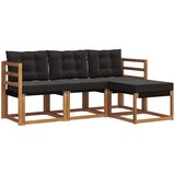  Set vanjskih sofa s jastukom 4 pcs Prirodna i crna | shoptok.hr