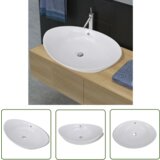 The Living Store Keramični ovalni umivalnik z izlivnim sist. dimenzije 59 x 38,5 cm - Umivalnik, (21744764) Cene