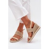 Boto Ladies Perforated Wedge Sandals With Braiding Beige Zolira | shoptok.hr