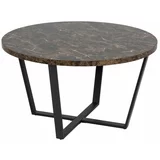 Actona Črno-rjava mizica z marmornato ploščo Amble, ⌀ 77 cm