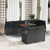 vidaXL 9-dijelni set vrtnih sofa s jastučićima Crni poli ratan | shoptok.hr