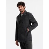 Ombre Men's short double-breasted coat with wool - graphite | shoptok.hr
