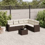 vidaXL 7-dijelni set vrtnih sofa od poliratana s jastucima smeđi | shoptok.hr