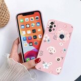 Onasi silikonski ovitek za Samsung Galaxy A53 - mat roza z rožicami | Shoptok.si