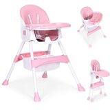 ECO TOYS Dječja stolica za hranjenje s pladnjem i košarom, pojas na 5 točaka, roza, | shoptok.hr