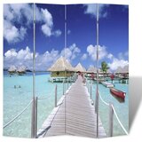 vidaXL Sklopiva sobna pregrada s uzorkom plaže 160 x 170 cm | shoptok.hr