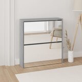vidaXL Omarica za čevlje z ogledalom 2-nadstropna siva 63x17x67 cm Cene