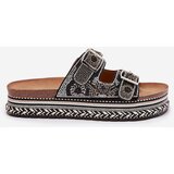 Boto Slides with decoration and buckles on platform black Mellene | Shoptok.si
