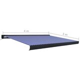 vidaXL Motorizirana kasetna tenda 400x300 cm modra in bela | Shoptok.si