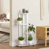  Stalak za cvijeće 4 kata s kotačima 44x23x80 cm bijeli željezni | shoptok.hr
