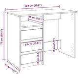 vidaXL Radni stol boja betona 102 x 50 x 75 cm od konstruiranog drva | shoptok.hr