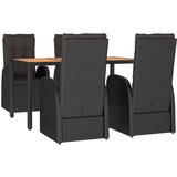  5-dijelni vrtni blagovaonski set s jastucima od poliratana crni | shoptok.hr