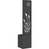 vidaXL Vrtno korito z dekorativno ploščo Črna 32 x 140 cm Mnogi jeklo | Shoptok.si