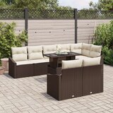  Vrtni Kavč Set 9 Delni Rjava in Krem Ratan in Tkanina, (22064822) | Shoptok.si