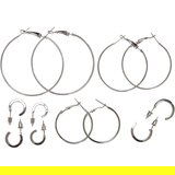 Urban Classics basic hoop earrings 6-pack - silver color Cene