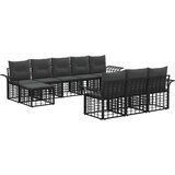  Set vanjskih sofa s jastukom 10 pcs Crna i tamno siva Poliester | shoptok.hr