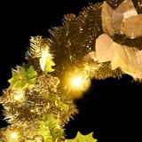  Božićni vijenac s LED svjetlima crni 60 cm PVC | shoptok.hr