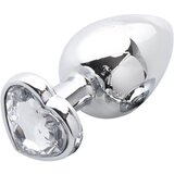 Sunfo - metalni analni dildo sa kamenom u obliku srca (srebrno-bijeli) | shoptok.hr
