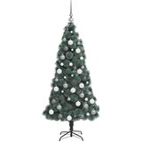  Umjetna božićna jelka s kuglicama s lampicama Zelena 180 cm PET | shoptok.hr