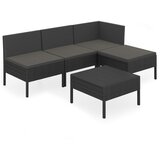 The Living Store Vrtna sedežna garnitura 5-delna z blazinami poli ratan črna - Vrtna Sedežna Garnitura, (21422258) | Shoptok.si
