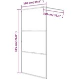 Pregrada za tuš srebrna 100 x 195 cm s prozirnim staklom ESG | shoptok.hr