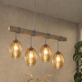 Brilagi Luster na sajli WOOD GLASS 4xE27/60W/230V borovina/siva/dimljeno braon | Eponuda.com