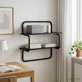  Zidna polica na 2 razine Crni hrast 60 x 24,5 x 61 cm Cijene