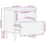 vidaXL Noćni ormarić s ladicama Bež 40 x 33 x 46 cm masivno drvo manga | shoptok.hr