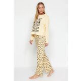 Trendyol Yellow 100% Cotton T-shirt-Pants and Knitted Pajamas Set Cene