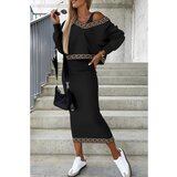 Fenzy Eleganten Komplet Ohlapne Majice In Oprijetega Krila, Črn Cene