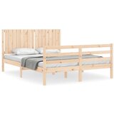 The Living Store Posteljni okvir z vzglavjem 160x200 cm trden les - Posteljni Okvir, (21531717) | Shoptok.si