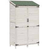 vidaXL Vrtna Šupa s krovom Bijela 106 5 x 56 x 176 cm Čvrsto drvo jele - Bijela 106 5 x 56 x 176 cm | shoptok.hr
