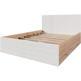 Lumor Dvoposteljna postelja 180x200 cm iz lesa z 2 predaloma in letvenim dnom – bela in naravna (brez vzmetnice), (22151228) | Shoptok.si