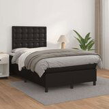  Box spring postelja z vzmetnico črna 120x200 cm umetno usnje, (20725801) Cene