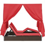  Dvojni ležalnik na soncu Rdeča 205 x 129 x 200 cm poli ratan, (5000285962) | Shoptok.si