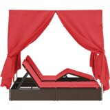  Dvostruko sunčalište Set od 2 Smeđa i crvena Ratan i poliester | shoptok.hr