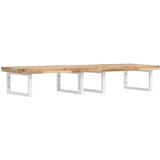  Zidna polica za umivaonik od čelika i masivnog bagremovog drva Smeđa 140 x 50 x 4 cm | shoptok.hr
