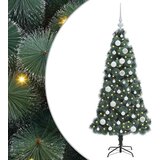 vidaXL Umjetna predhodno osvetljena božićna jelka s setom krogljic | Shoptok.si