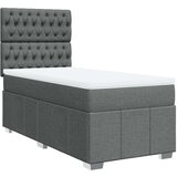 vidaXL Box spring postelja z vzmetnico temno siva 90x190 cm blago | Shoptok.si