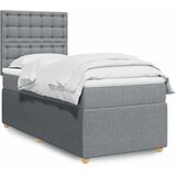  Box spring krevet s madracem svjetlosivi 90x190 cm od tkanine Slike