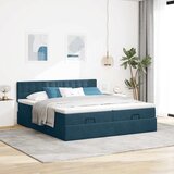  Otomanski okvir kreveta s madracima plavi 200x200cm baršunasti | shoptok.hr