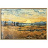  Plakat Impressionistic fields - painted golden landscape with fields of grain 90x60 Zlatni okvir | shoptok.hr