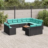  Vrtna garnitura - 13-dijelni set vrtnih sofa s jastucima poliratan crni - Crna 1 | shoptok.hr