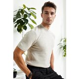 Dewberry 33307 Mens Crew Neck Short Sleeve Thin Knit Sweater-BEIGE | Shoptok.si