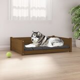 vidaXL Pasja postelja medeno rjava 105,5x75,5x28 cm trdna borovina | Shoptok.si