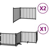 vidaXL Ograda za pse z vrati zložljiva 8 panelov črna 640 cm les | Shoptok.si