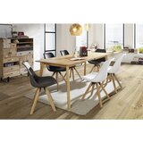CARRYHOME stol, les, kovina, umetna masa, tekstil črna, barve hrasta | Shoptok.si