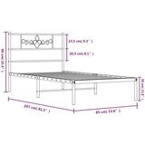 Metalni okvir za krevet s uzglavljem crni 80x200 cm | shoptok.hr