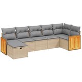 Maison Chic Seti vrtnega pohištva - Vrtna garnitura - Vrtni pohištvo set 7-delna z blazinami bež poli ratan, (21801596) | Shoptok.si